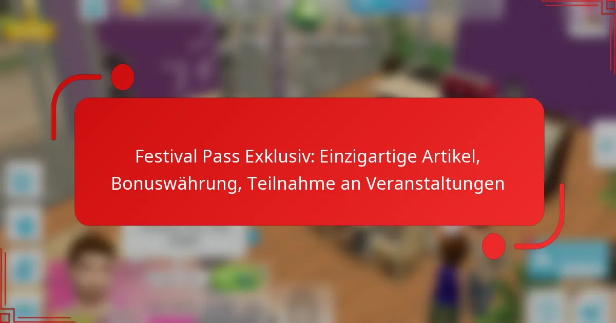 Festival Pass Exklusiv: Einzigartige Artikel, Bonuswährung, Teilnahme an Veranstaltungen