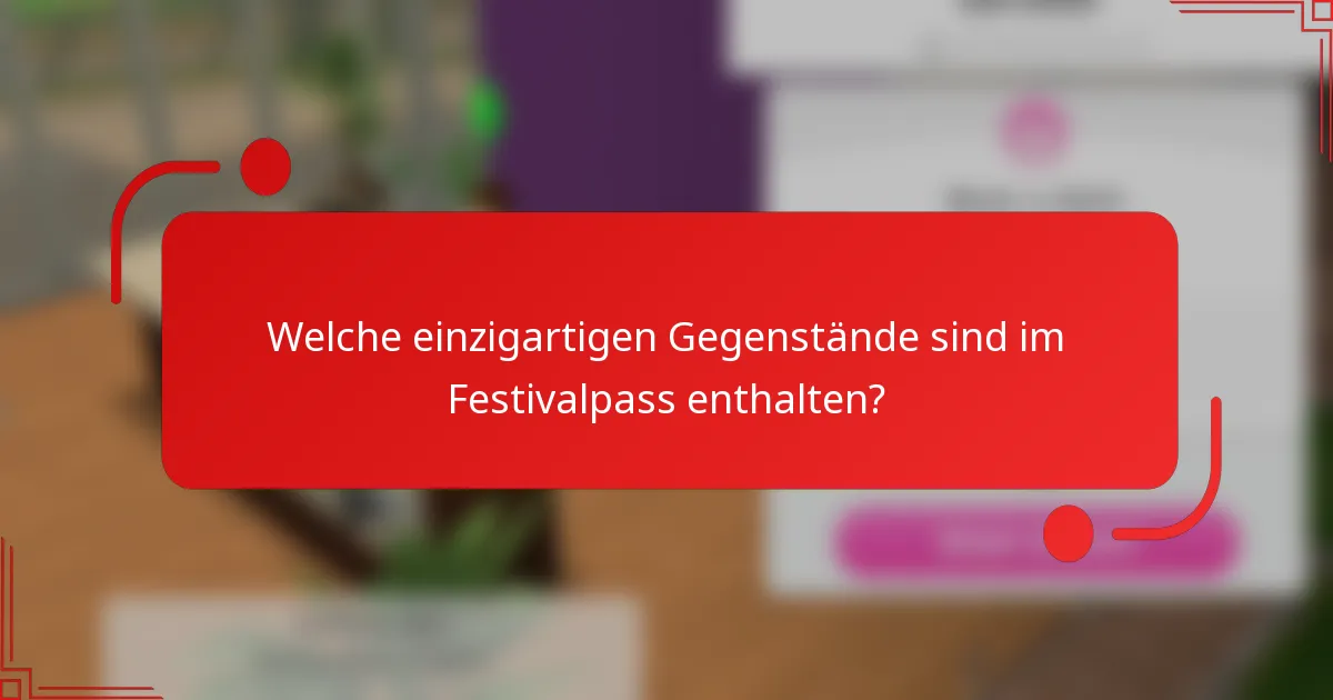 Welche einzigartigen Gegenstände sind im Festivalpass enthalten?