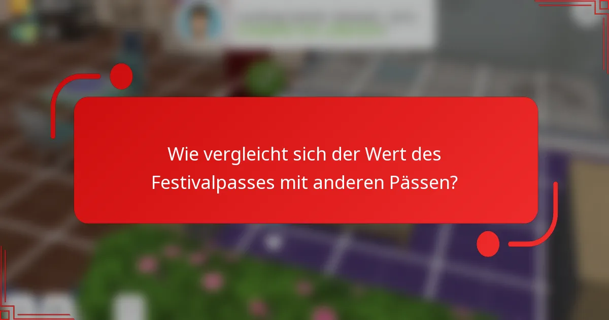 Wie vergleicht sich der Wert des Festivalpasses mit anderen Pässen?